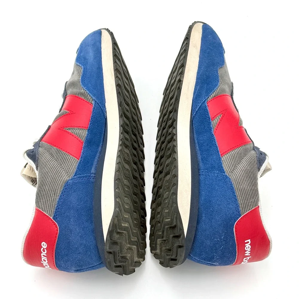 New Balance 237 Corduroy Suede Mens Sneakers Grey Blue Red MS237LE1 Size 10.5